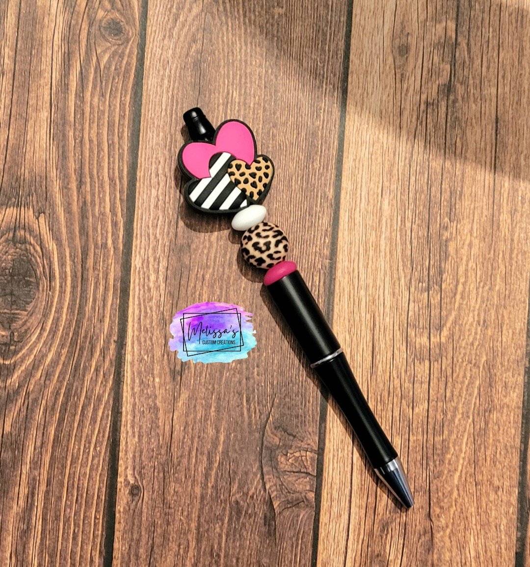 Heart Trio Beaded Pen (READY TO SHIP)