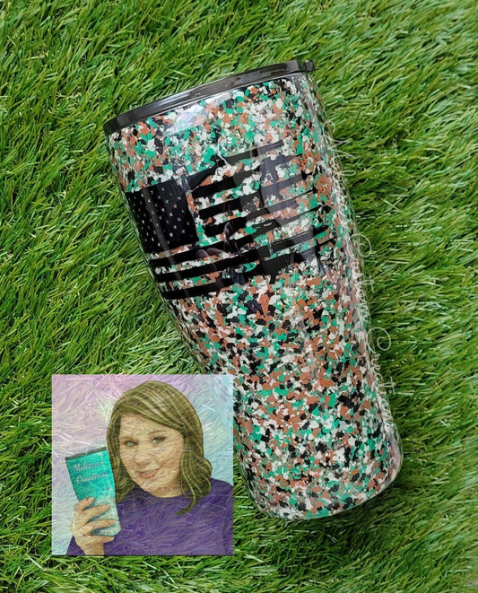 Camo American Flag with Firearms Tumbler