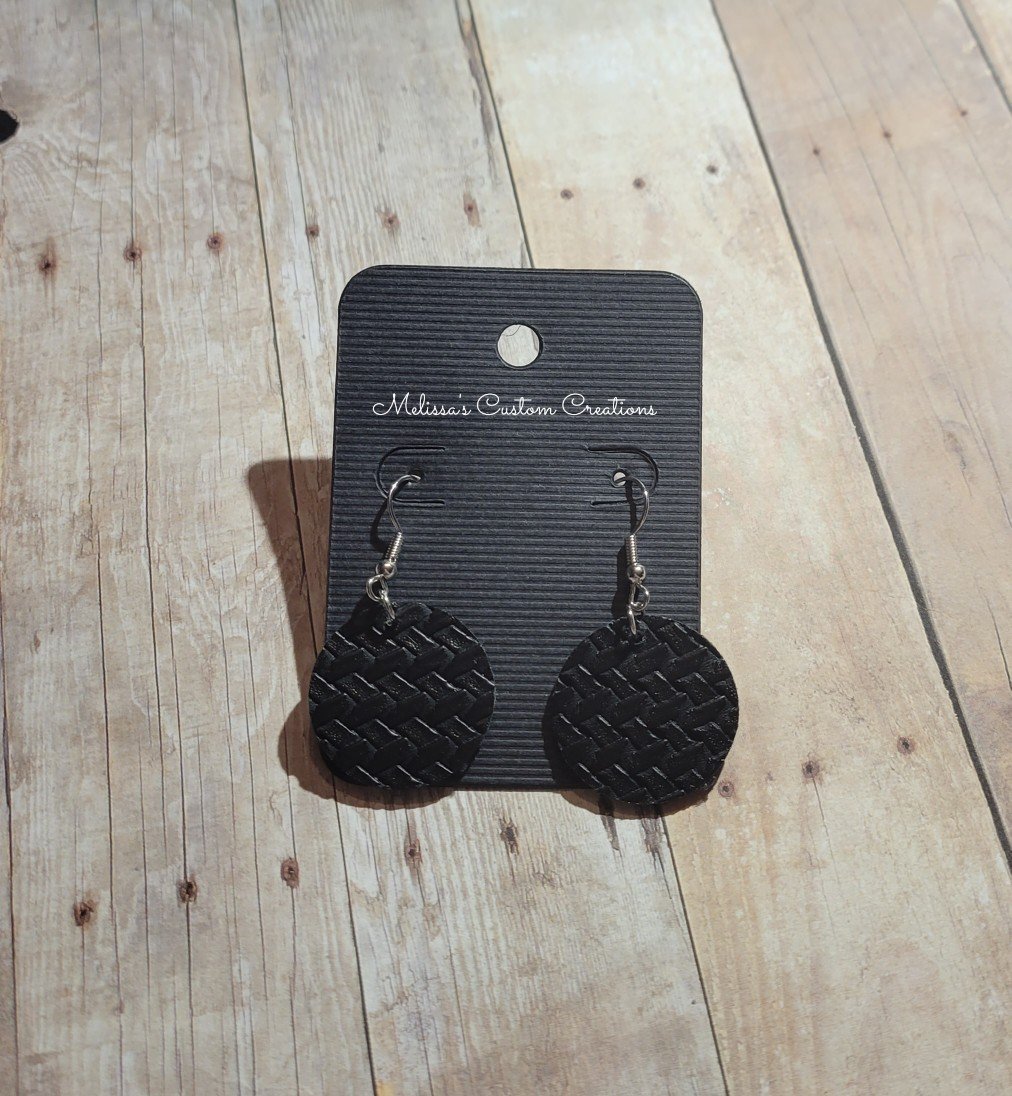 Black Faux Leather Earrings (READY TO SHIP)
