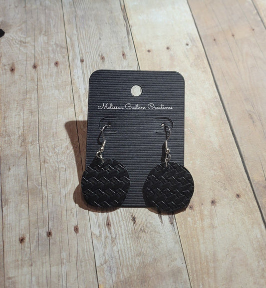 Black Faux Leather Earrings (READY TO SHIP)