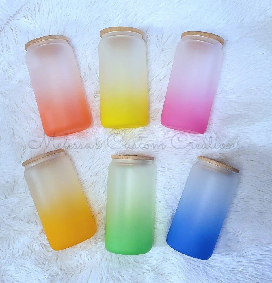 Custom 16oz Frosted Ombre Glass Tumbler