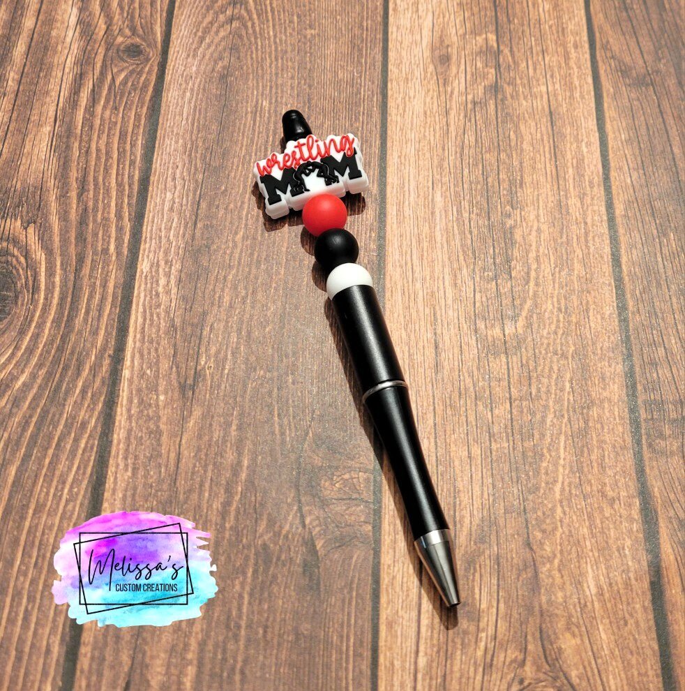 Wrestling Mom Beaded Pen (READY TO SHIP)