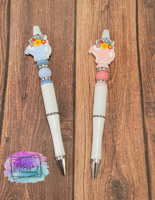 Watering Can/ Flowers Beaded Pen (READY TO SHIP)