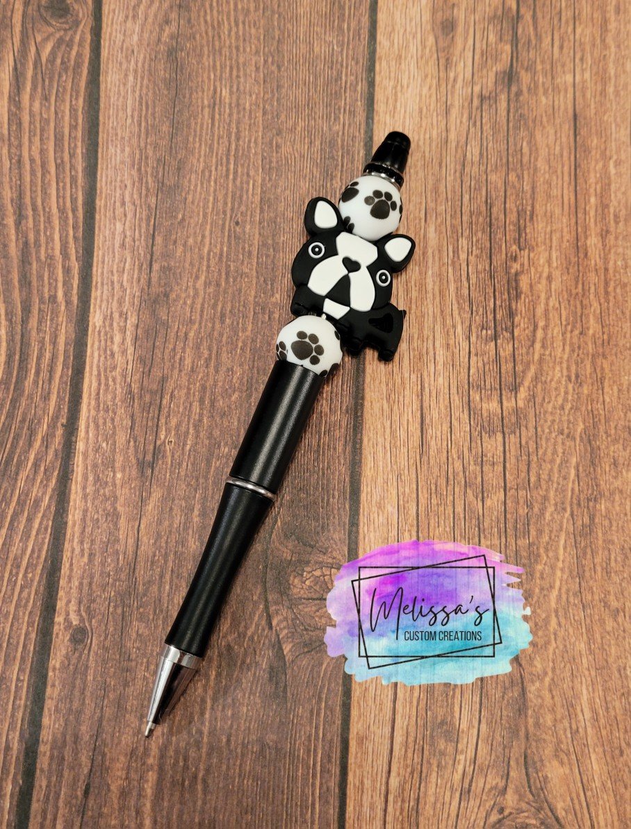 Boston Terrier Beaded Pen (READY TO SHIP)
