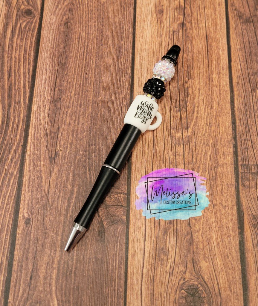 Wife, Mom, Boss Mug Beaded Pen (READY TO SHIP)