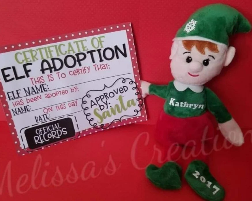 Personalized Elf Plush with Adoption Certificate