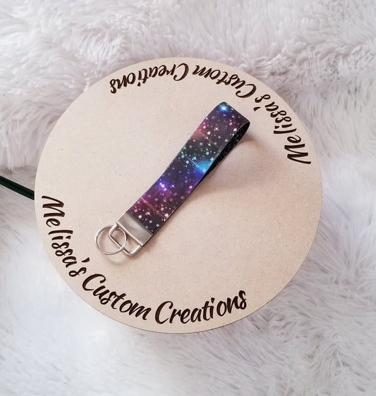 Galaxy Faux Leather Keychain Wristlet (READY TO SHIP)