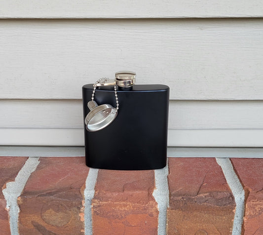 Black 6oz Flask with Funnel (Personalized)