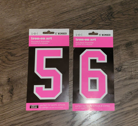 5" Number Flocked Iron-On Transfer (#5 or #6)