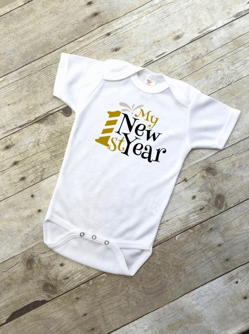 "My 1st New Year" Short Sleeve Bodysuit