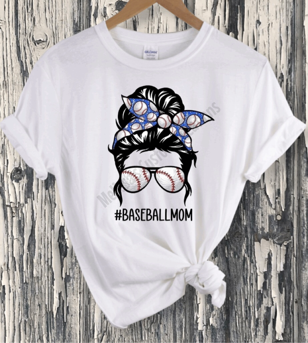 Messy Bun Baseball Mom T-Shirt