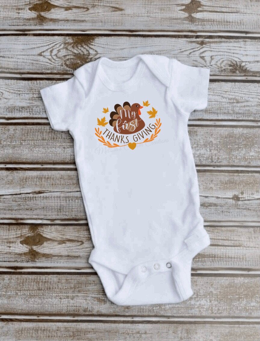 "My First Thanksgiving" Short Sleeve Bodysuit