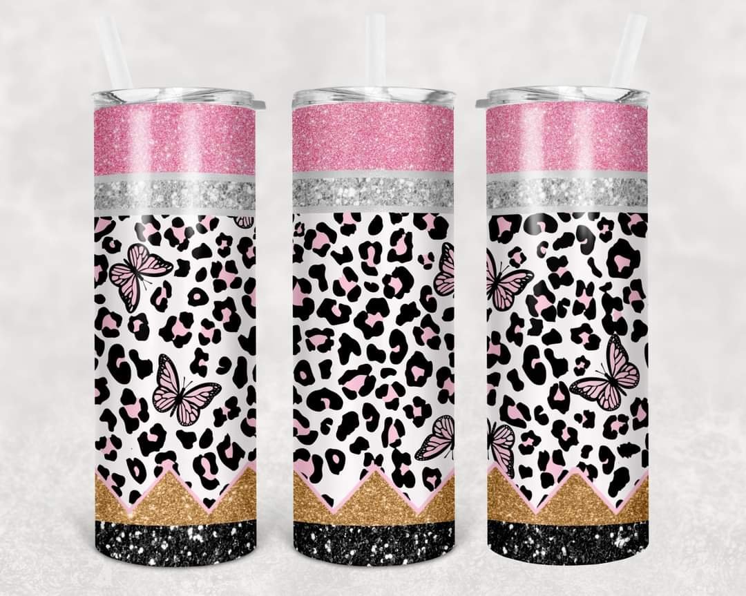 Cheetah/Butterfly Pencil Tumbler