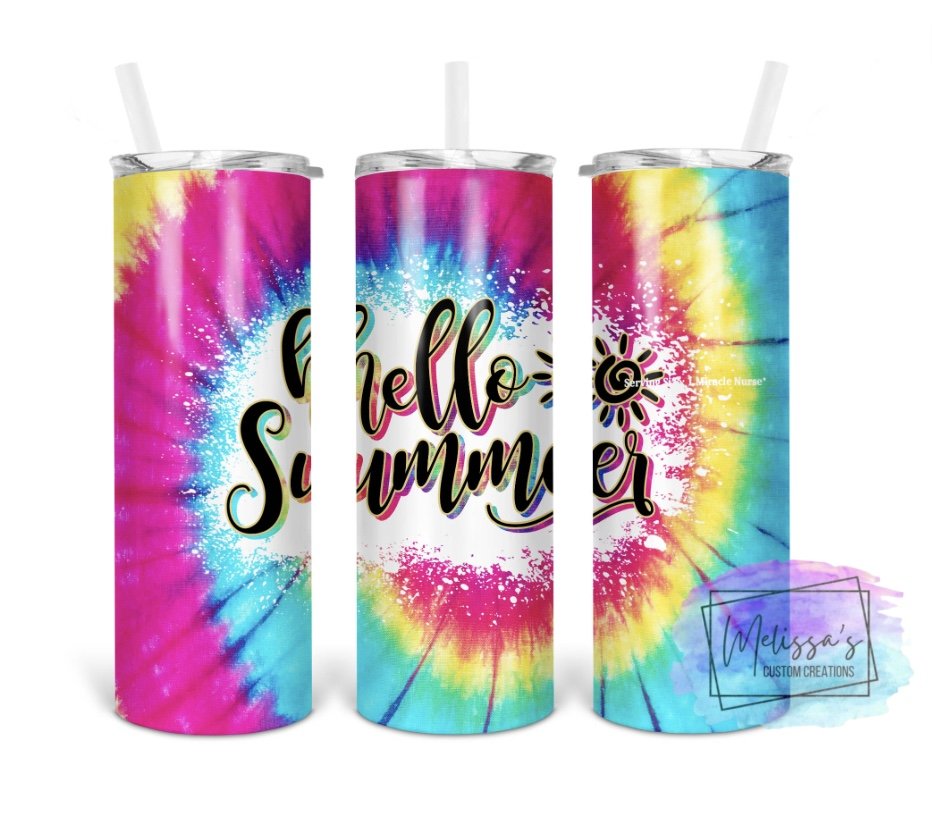 Hello Summer Tie-Dye Tumbler