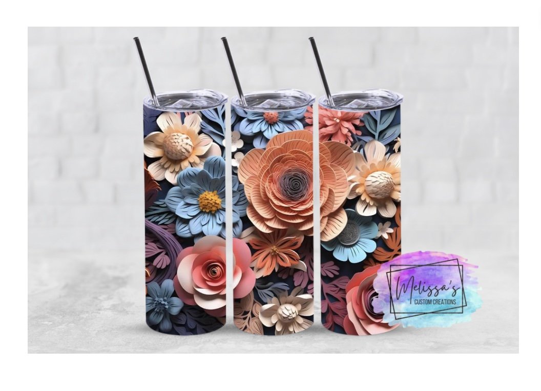 3D Flowers Tumbler (3 Designs To Choose From)