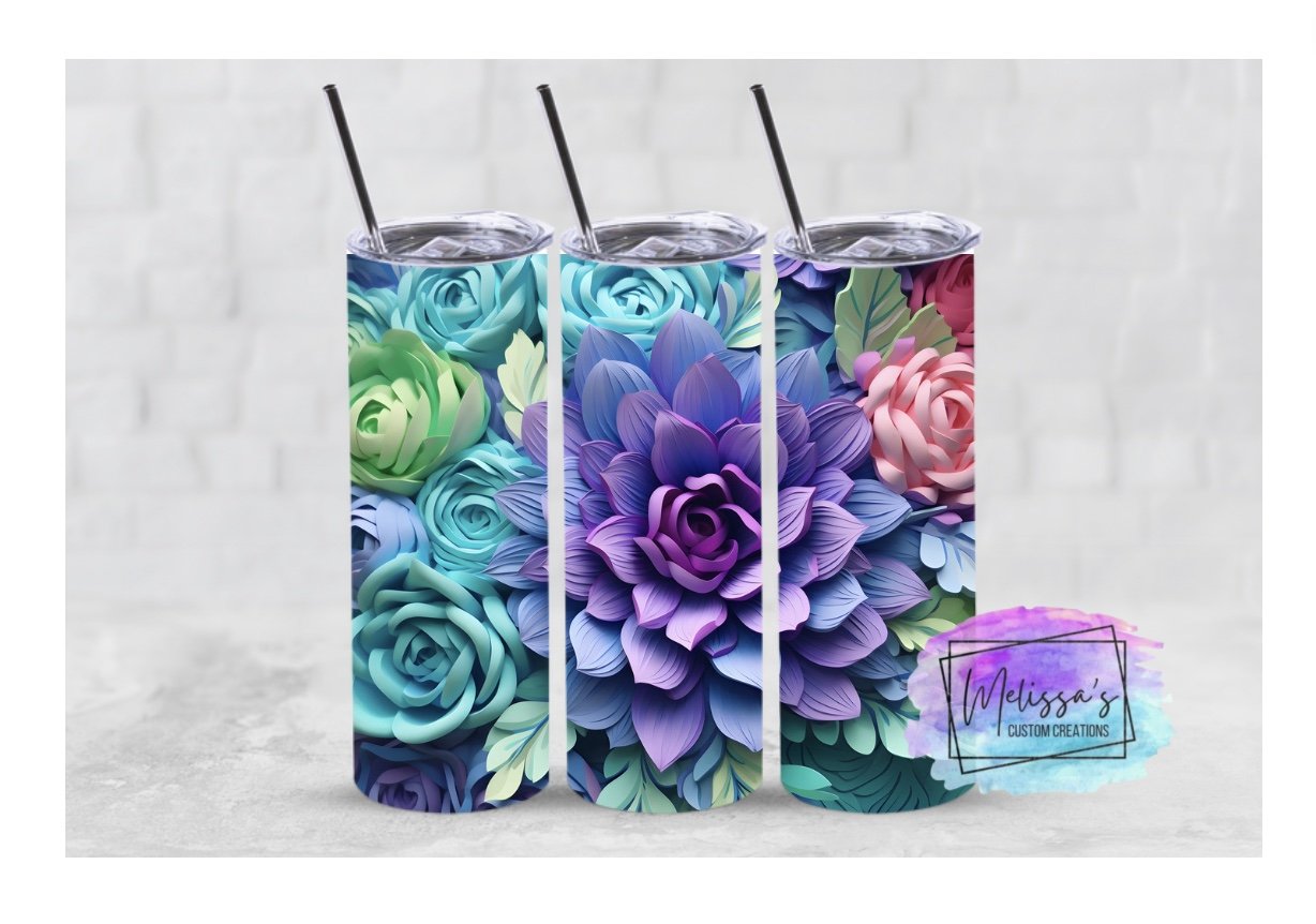 3D Flowers Tumbler (3 Designs To Choose From)