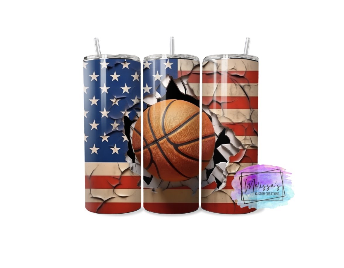 3D Patriotic Basketball Tumbler