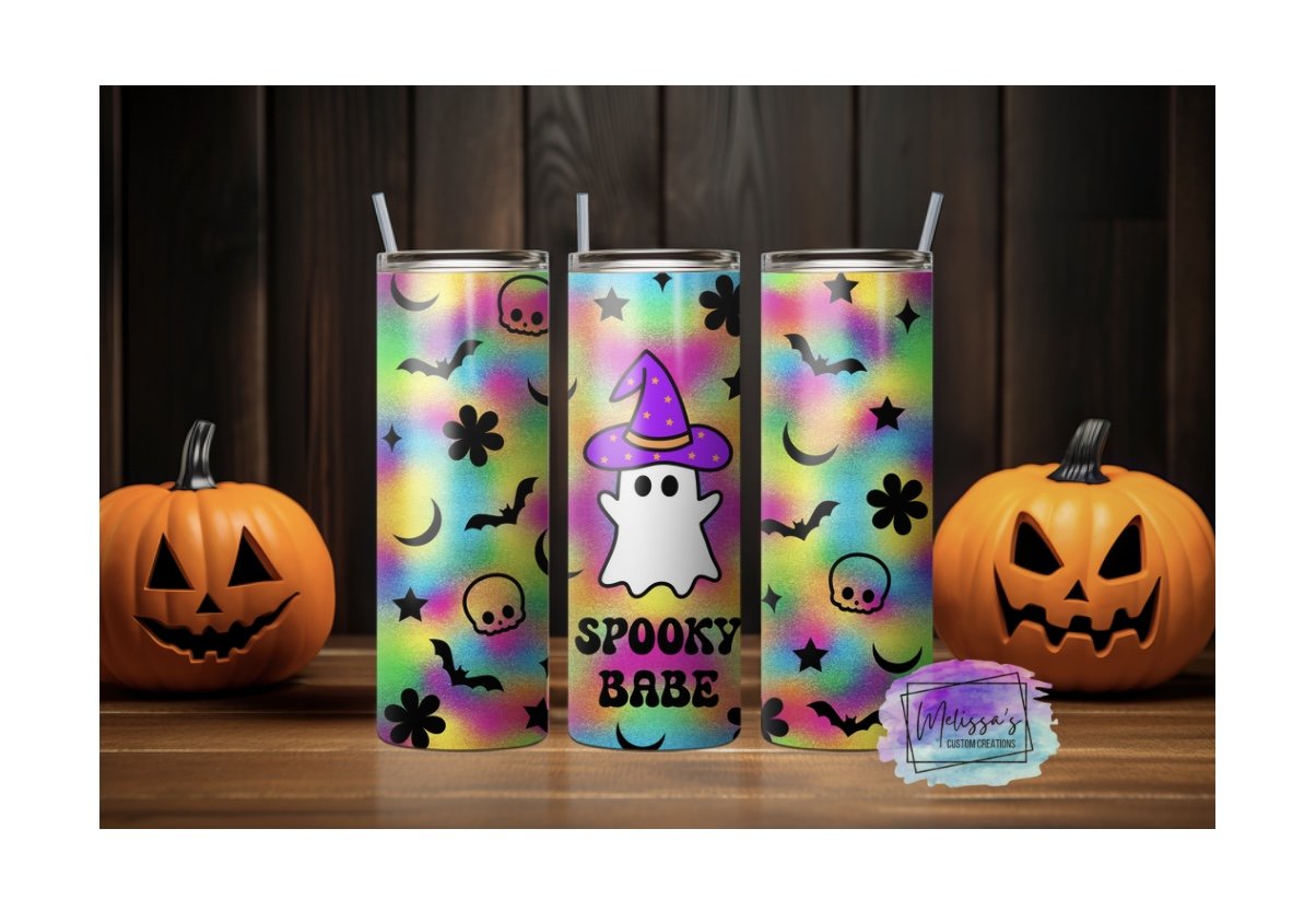 Colorful Spooky Babe Ghost Tumbler