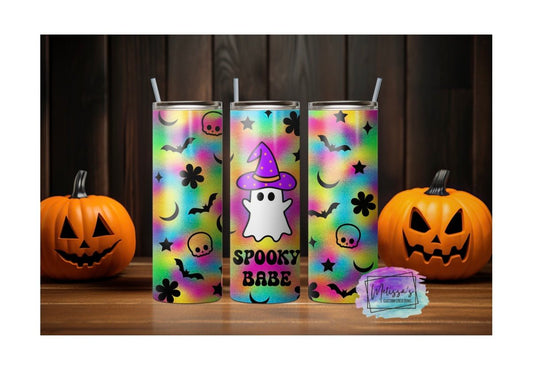 Colorful Spooky Babe Ghost Tumbler