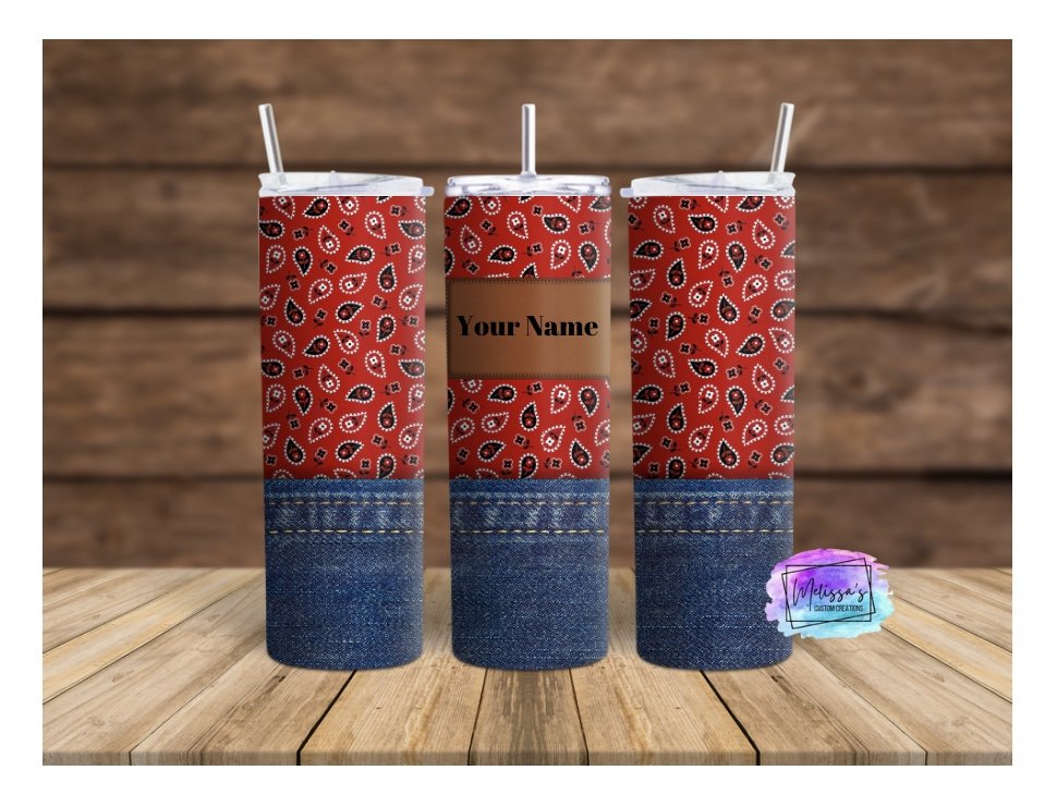 Red Bandana Jeans (Personalized) Tumbler