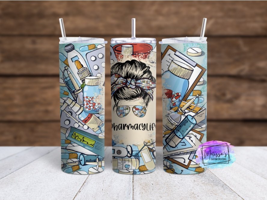 Pharmacy Life Messy Bun Tumbler