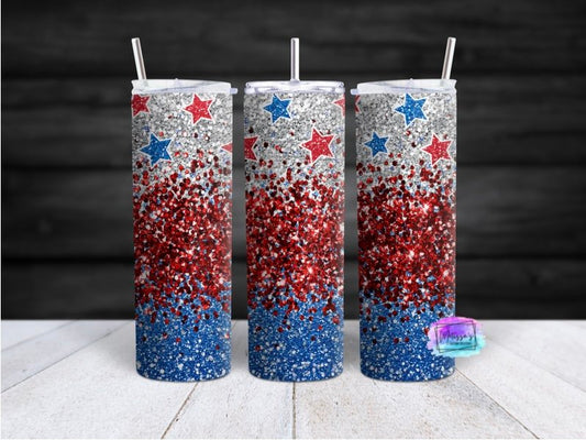 Patriotic Glitter Tumbler