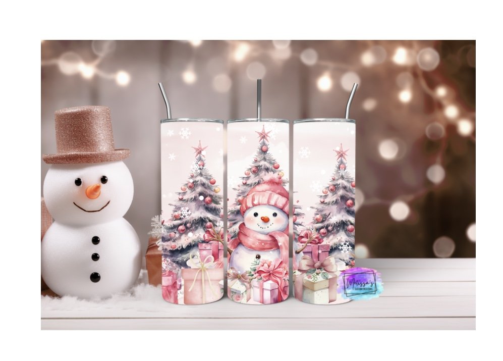 Pink Snowman Tumbler