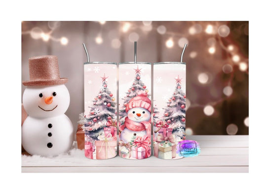 Pink Snowman Tumbler