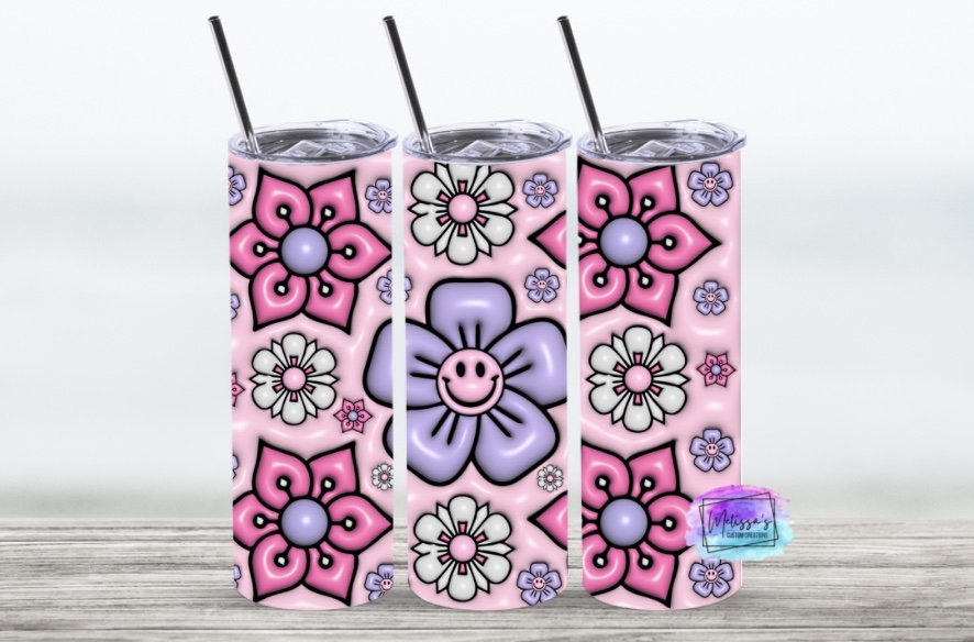 3D Inflated Flowers Tumbler