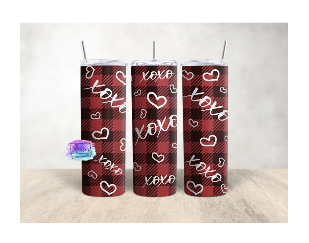 Buffalo Plaid XOXO Tumbler