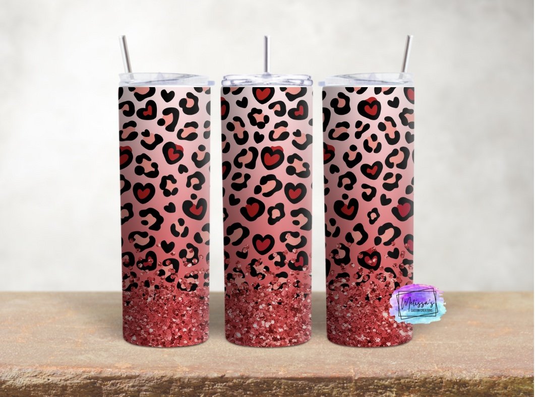 Red Hearts Leopard Tumbler