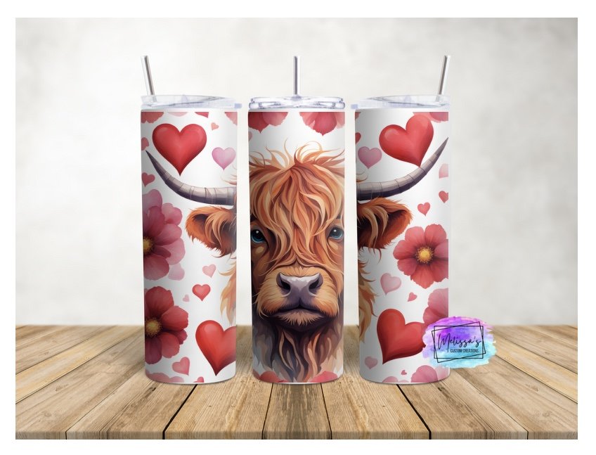 Valentine Highland Cow Tumbler