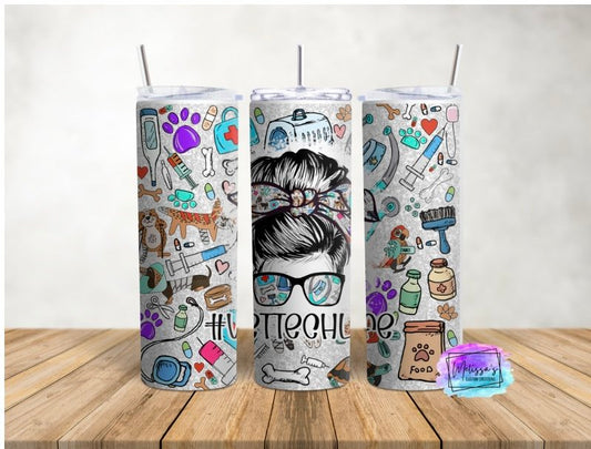Vet Tech Life Messy Bun Tumbler