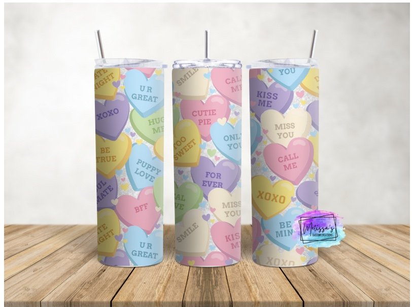 Pastel Candy Hearts Tumbler