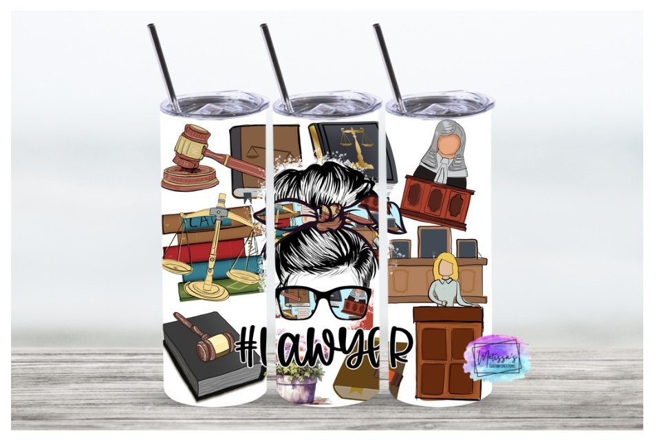 Lawyer Messy Bun Tumbler