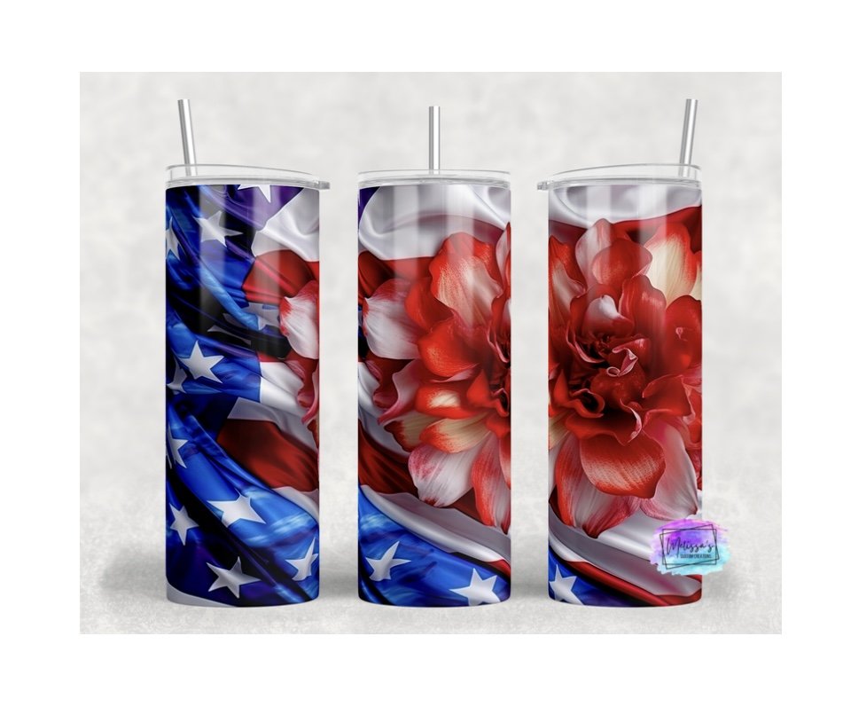 Patriotic Flower Tumbler