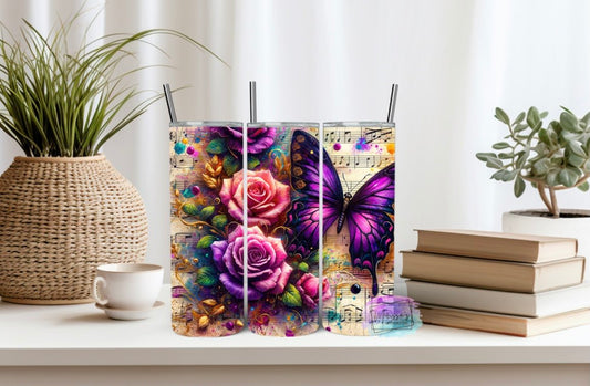 Purple Butterfly Vintage Sublimation Tumbler