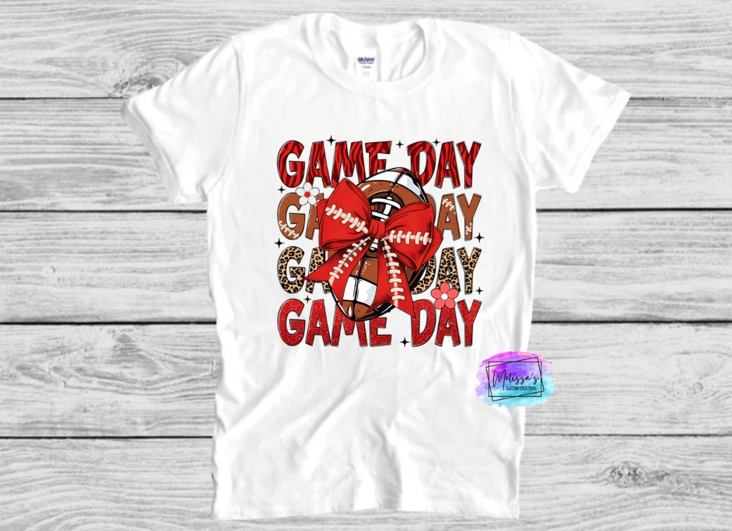 Game Day Football/Bow T-Shirt