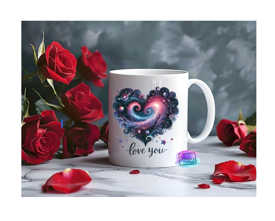 Love You Galaxy Heart Mug