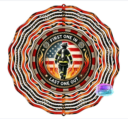 Firefighter First One In Last One Out Wind Spinner