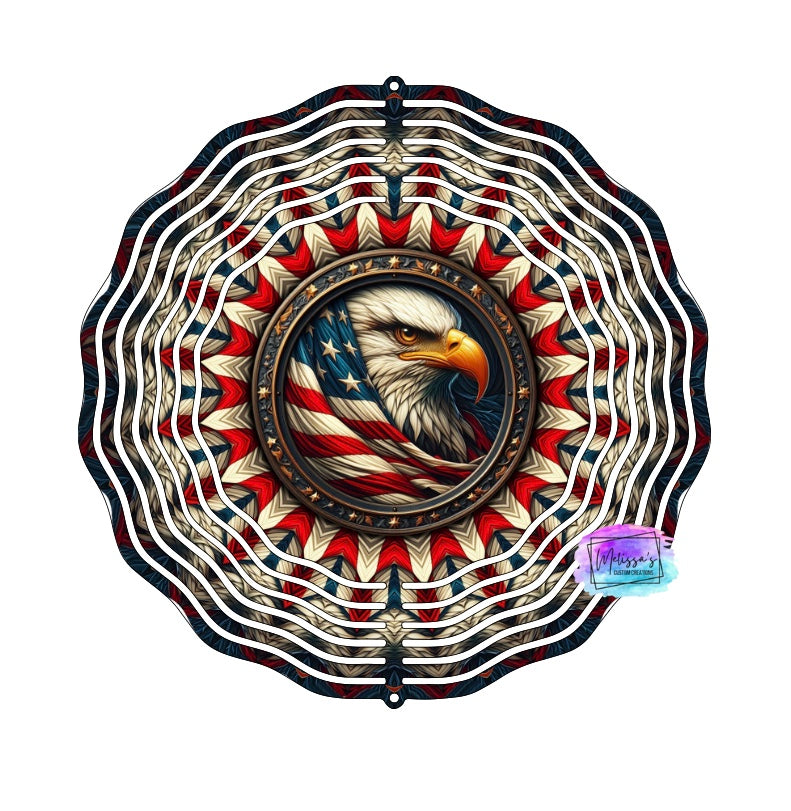 Eagle American Flag Wind Spinner