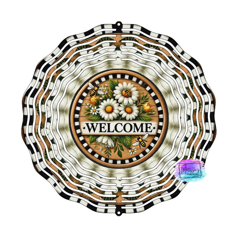 Daisies and Bees Welcome Wind Spinner