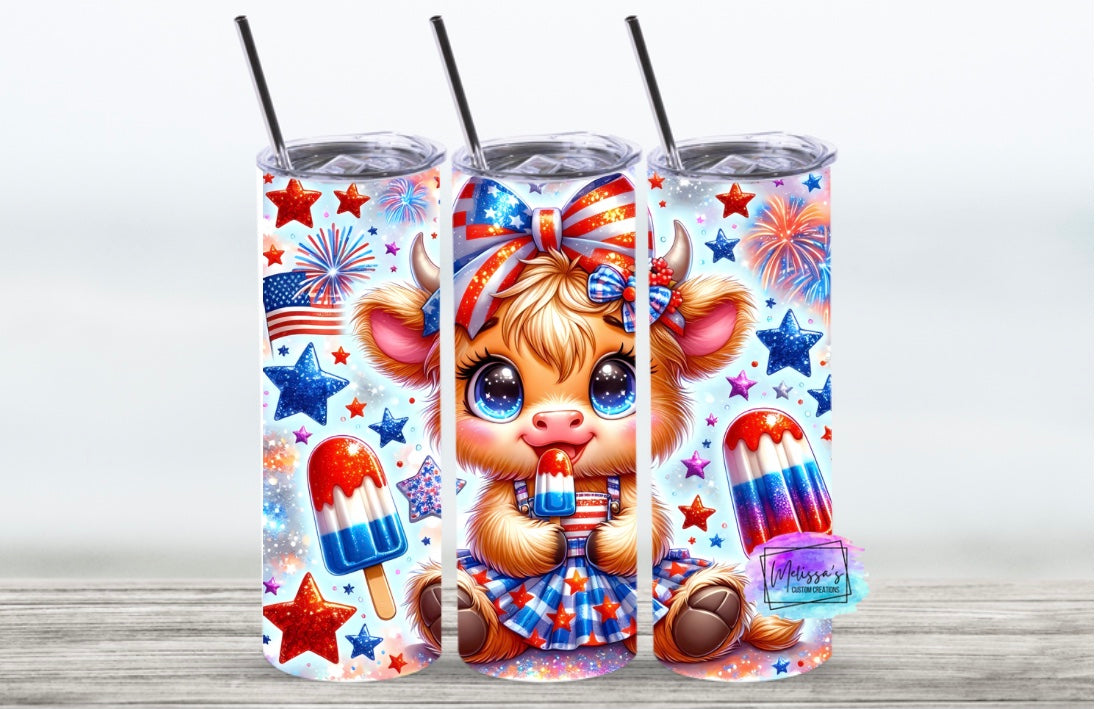 Patriotic Cow Tumbler