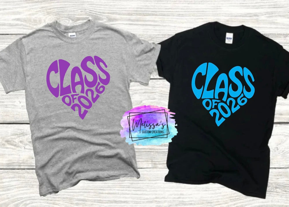 Class of 2026 Heart T-Shirt (Choose your colors)