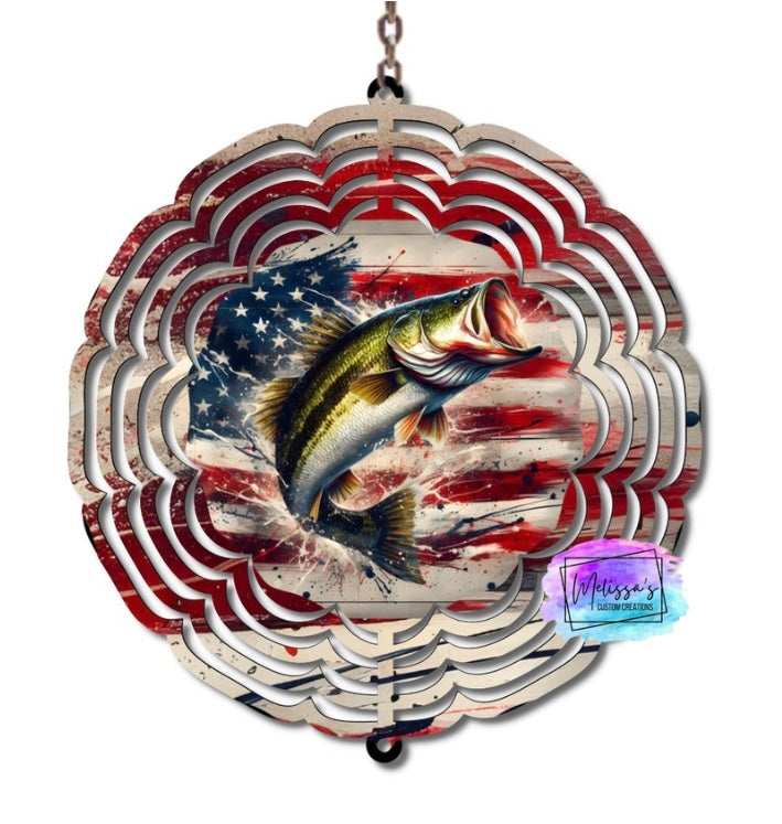 Patriotic Fish Wind Spinner