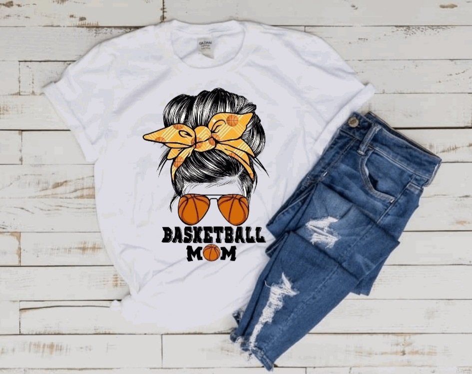 Messy Bun Basketball Mom T-Shirt