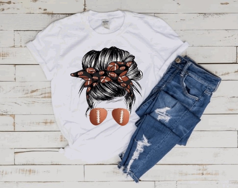 Football Messy Bun T-Shirt