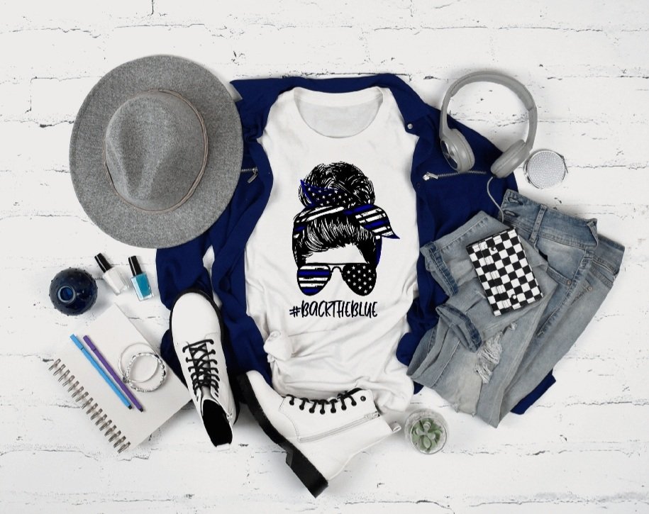 Messy Bun Back the Blue T-Shirt