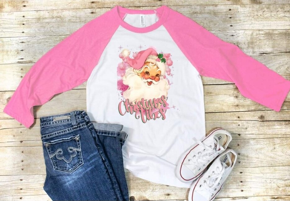 Pink Vintage Santa Vibes Shirt