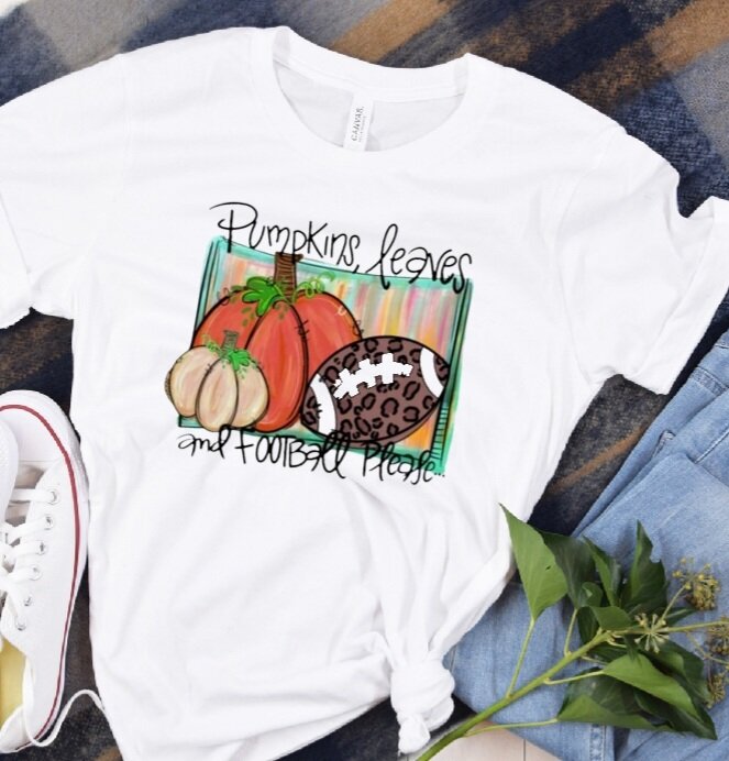 Pumpkins, Leaves, and Football Please T-Shirt